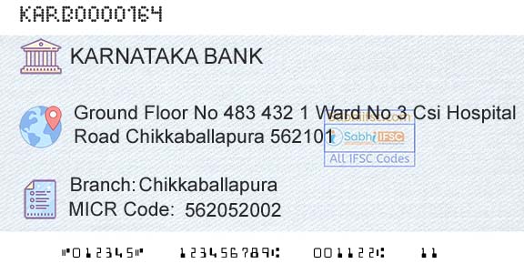 Karnataka Bank Limited ChikkaballapuraBranch 