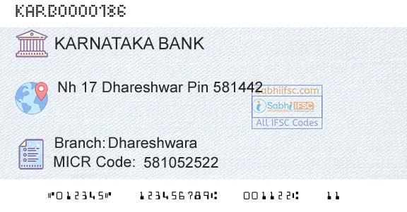 Karnataka Bank Limited DhareshwaraBranch 