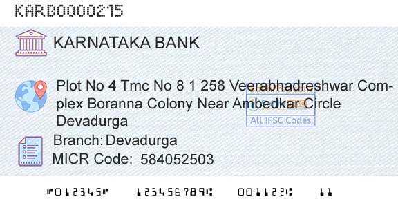 Karnataka Bank Limited DevadurgaBranch 