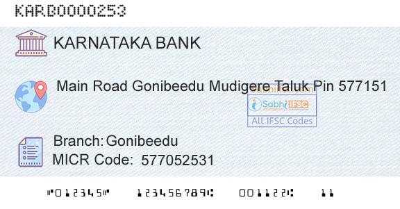 Karnataka Bank Limited GonibeeduBranch 