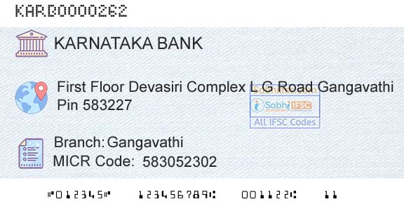 Karnataka Bank Limited GangavathiBranch 