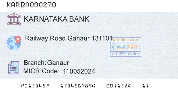 Karnataka Bank Limited GanaurBranch 