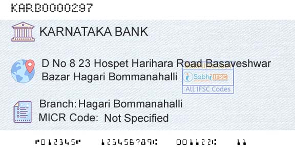 Karnataka Bank Limited Hagari BommanahalliBranch 