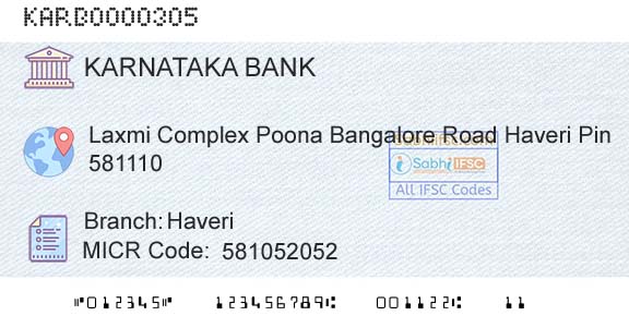 Karnataka Bank Limited HaveriBranch 