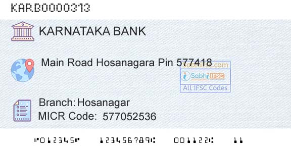 Karnataka Bank Limited HosanagarBranch 