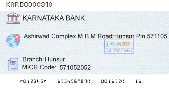 Karnataka Bank Limited HunsurBranch 