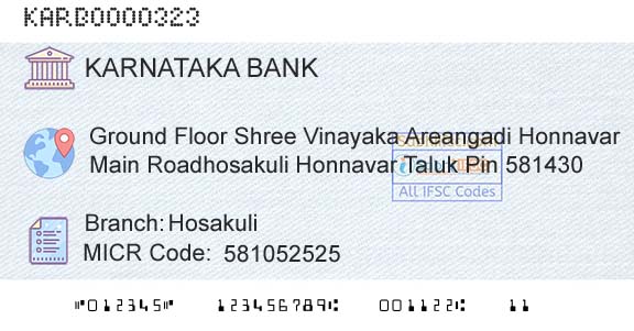 Karnataka Bank Limited HosakuliBranch 