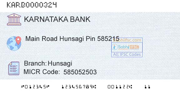 Karnataka Bank Limited HunsagiBranch 