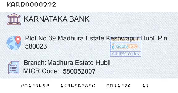 Karnataka Bank Limited Madhura Estate HubliBranch 