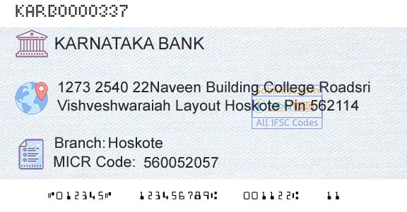 Karnataka Bank Limited HoskoteBranch 