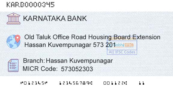 Karnataka Bank Limited Hassan KuvempunagarBranch 
