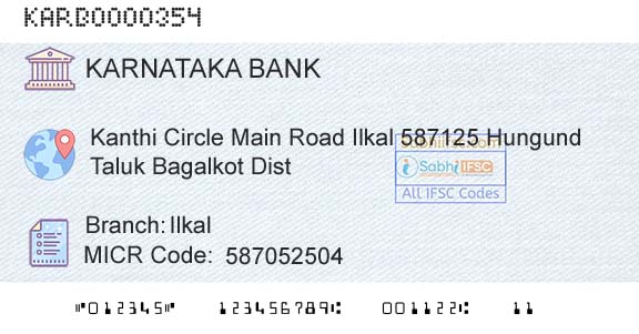Karnataka Bank Limited IlkalBranch 