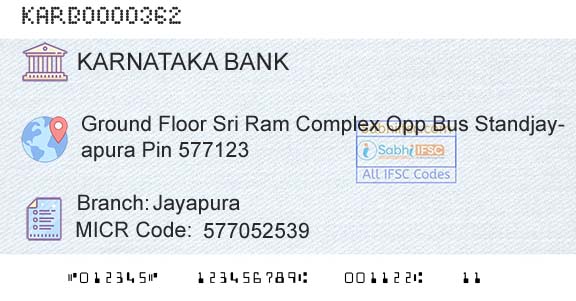 Karnataka Bank Limited JayapuraBranch 