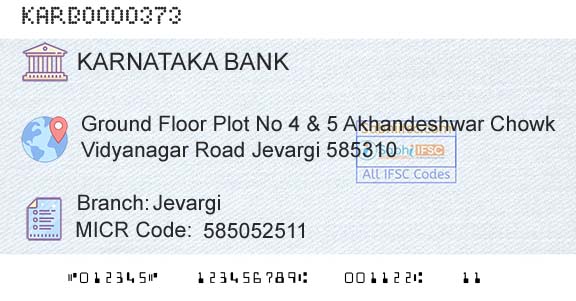 Karnataka Bank Limited JevargiBranch 