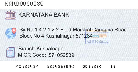 Karnataka Bank Limited KushalnagarBranch 