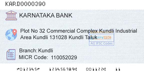 Karnataka Bank Limited KundliBranch 