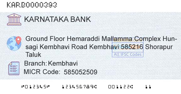 Karnataka Bank Limited KembhaviBranch 