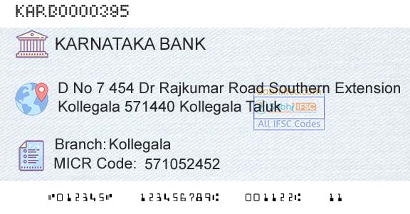 Karnataka Bank Limited KollegalaBranch 