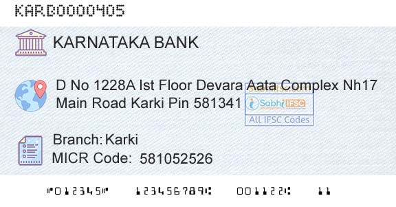 Karnataka Bank Limited KarkiBranch 