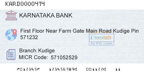 Karnataka Bank Limited KudigeBranch 