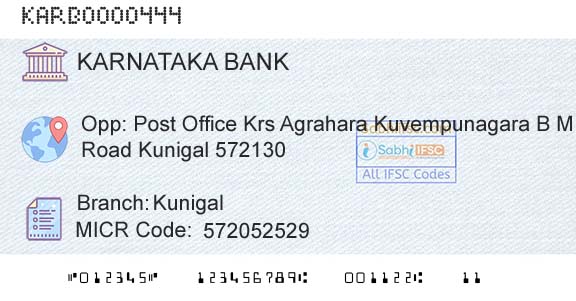 Karnataka Bank Limited KunigalBranch 