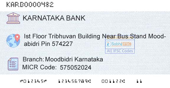 Karnataka Bank Limited Moodbidri KarnatakaBranch 