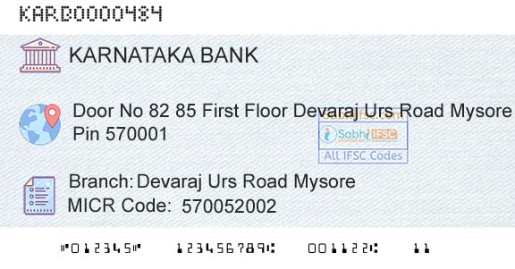 Karnataka Bank Limited Devaraj Urs Road MysoreBranch 