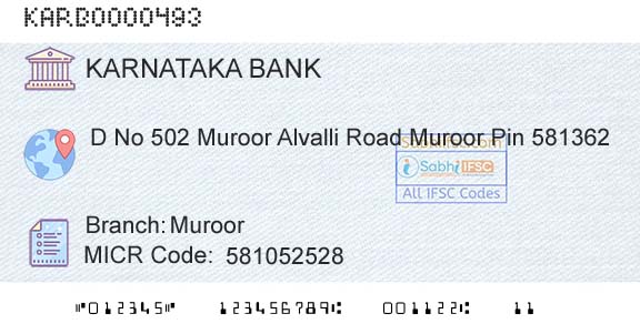 Karnataka Bank Limited MuroorBranch 