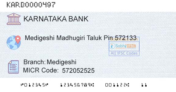 Karnataka Bank Limited MedigeshiBranch 