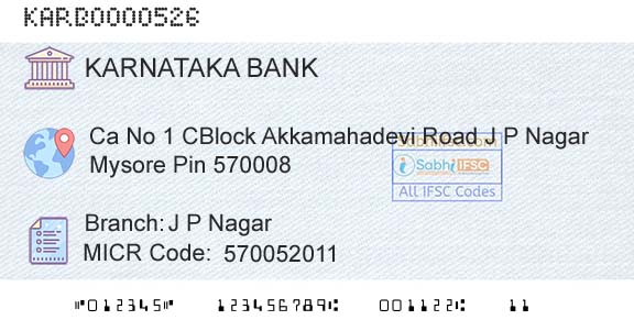 Karnataka Bank Limited J P NagarBranch 