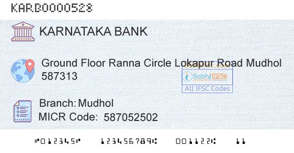 Karnataka Bank Limited MudholBranch 