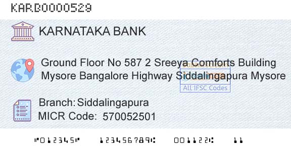 Karnataka Bank Limited SiddalingapuraBranch 