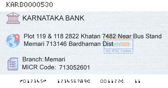 Karnataka Bank Limited MemariBranch 