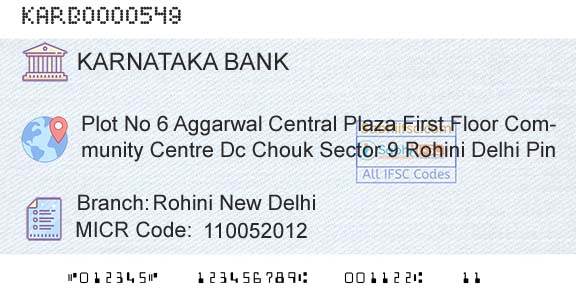 Karnataka Bank Limited Rohini New DelhiBranch 
