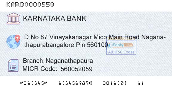Karnataka Bank Limited NaganathapauraBranch 