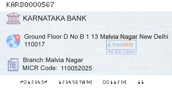 Karnataka Bank Limited Malvia NagarBranch 