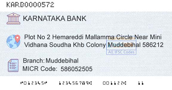 Karnataka Bank Limited MuddebihalBranch 
