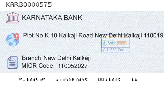 Karnataka Bank Limited New Delhi KalkajiBranch 