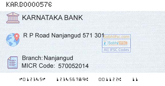 Karnataka Bank Limited NanjangudBranch 