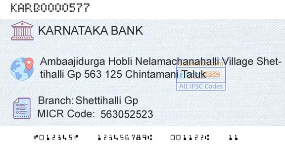 Karnataka Bank Limited Shettihalli GpBranch 
