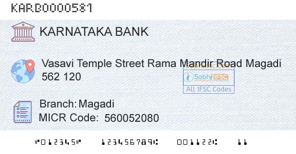 Karnataka Bank Limited MagadiBranch 