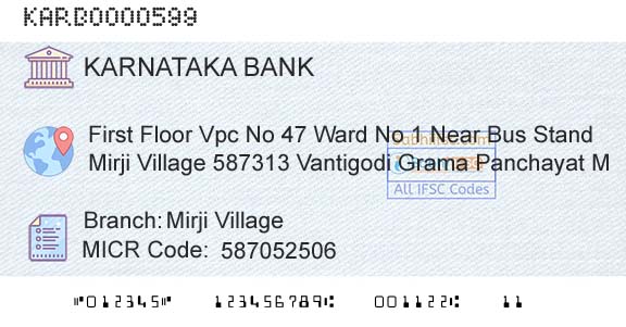 Karnataka Bank Limited Mirji VillageBranch 
