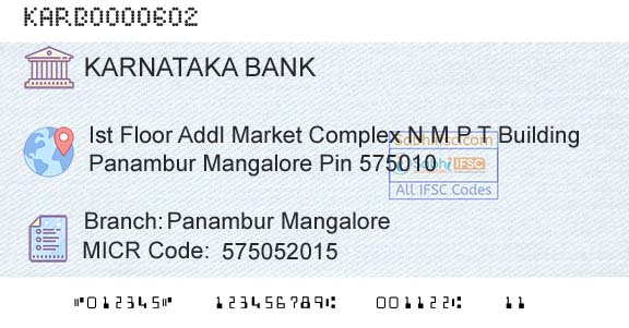 Karnataka Bank Limited Panambur MangaloreBranch 