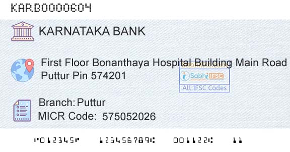 Karnataka Bank Limited PutturBranch 