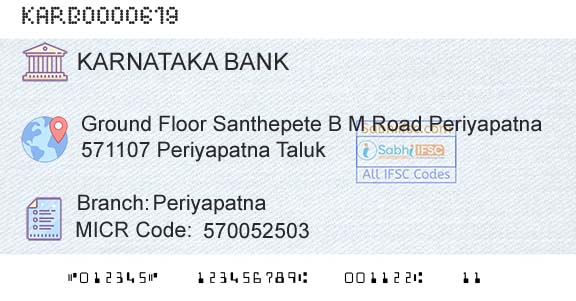 Karnataka Bank Limited PeriyapatnaBranch 
