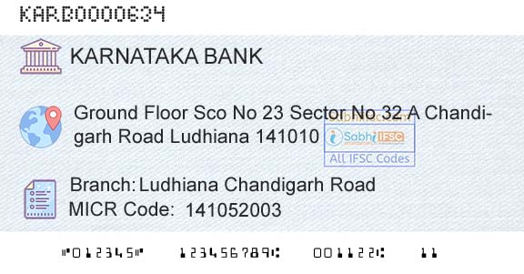 Karnataka Bank Limited Ludhiana Chandigarh RoadBranch 