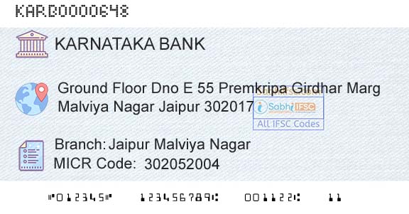 Karnataka Bank Limited Jaipur Malviya NagarBranch 