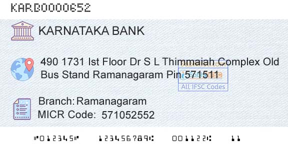 Karnataka Bank Limited RamanagaramBranch 