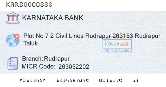 Karnataka Bank Limited RudrapurBranch 