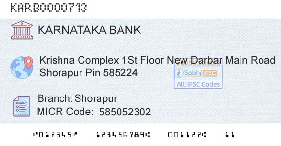 Karnataka Bank Limited ShorapurBranch 